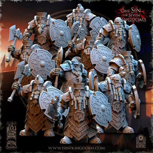 Dwarven Kingdoms Ironheads with Axe and Shield Warhammer Fantasy The Beholder Miniatures