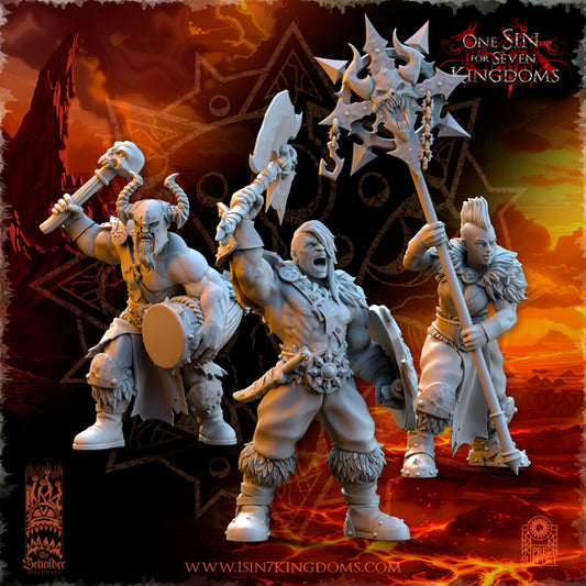 Barbarian Warriors Command Group Warhammer Fantasy The Beholder Miniatures