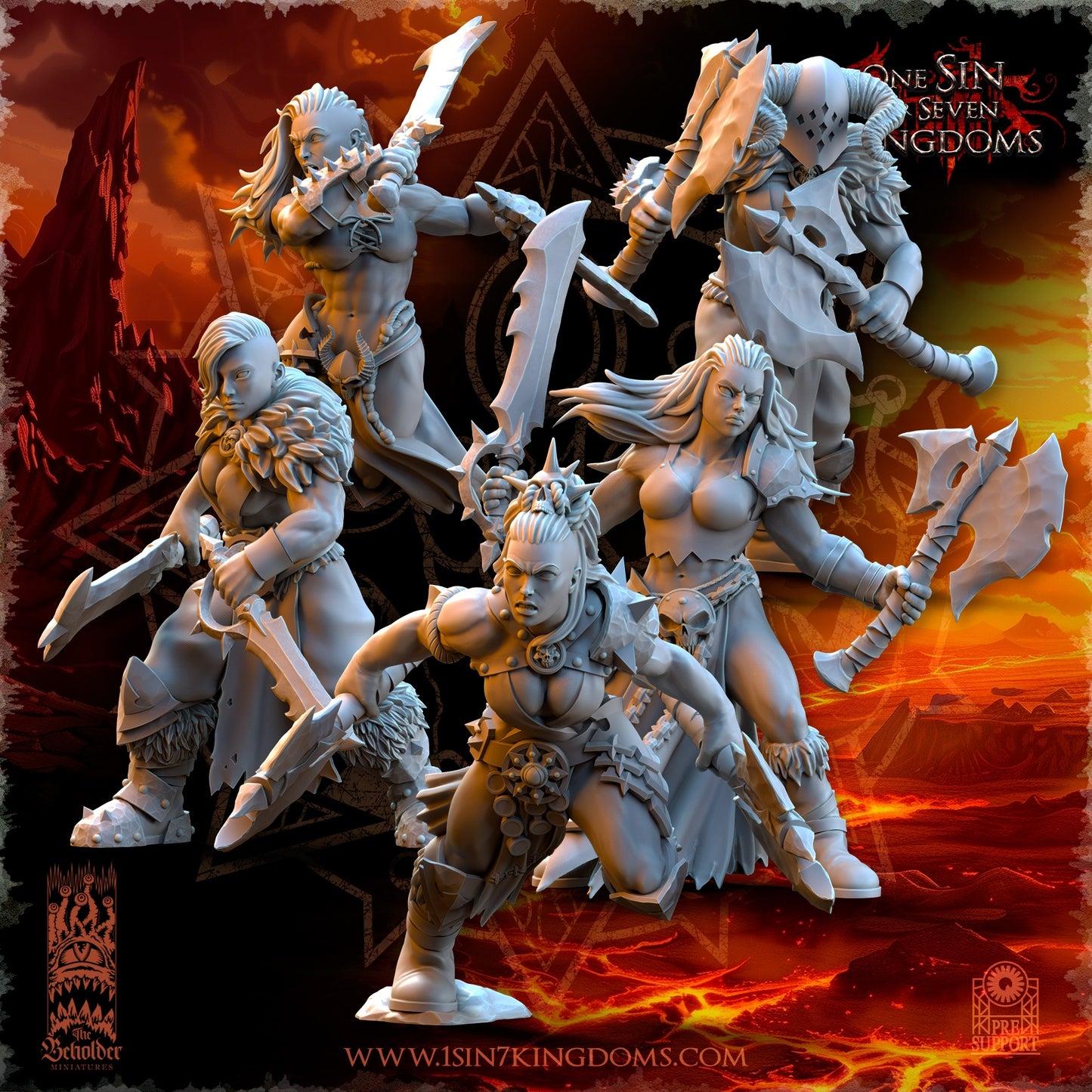 Realms of Mayhem Barbarian Razors with Two Weapons Warhammer Fantasy The Beholder Miniatures