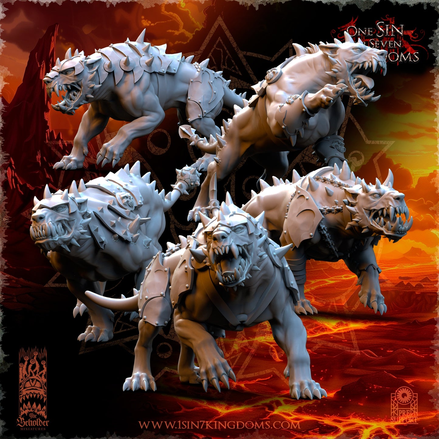 Hellhounds with Armor Warhammer Fantasy The Beholder Miniatures