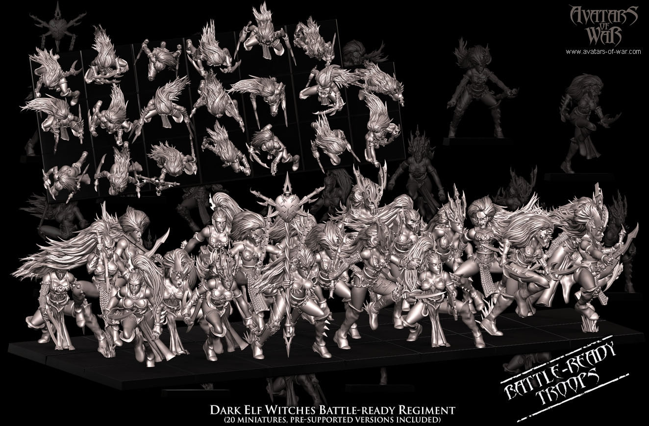 Dark Elf Witches Battle-Ready Regiment Warhammer Fantasy Avatars of War