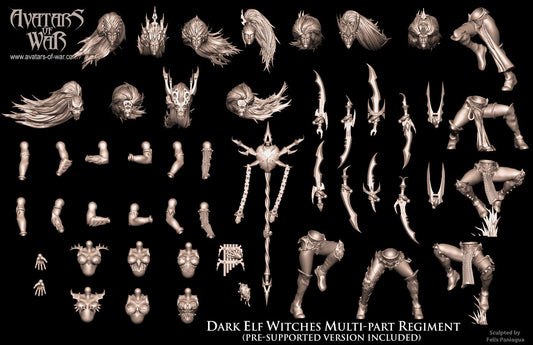 Dark Elf Witches multi-part regiment Warhammer Fantasy Avatars of War