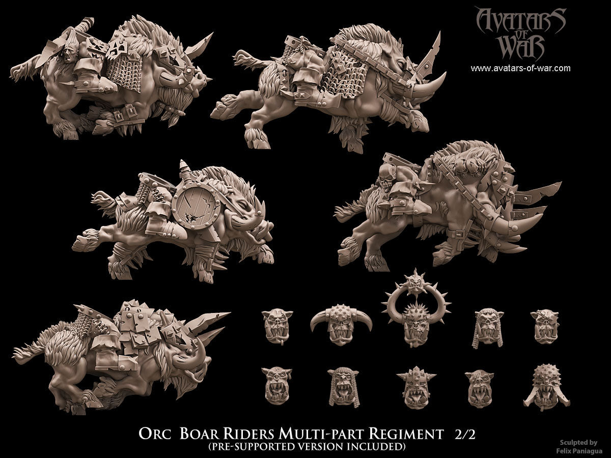 Orc Boar Riders multi-part regiment Warhammer Fantasy Avatars of war