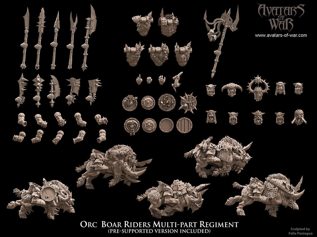 Orc Boar Riders multi-part regiment Warhammer Fantasy Avatars of war