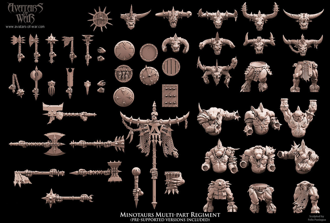 Minotaurs multi-part regiment Warhammer Fantasy Avatars of War