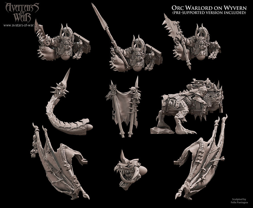 Orc Warlord mounted on Wyvern Warhammer Fantasy Avatars of War