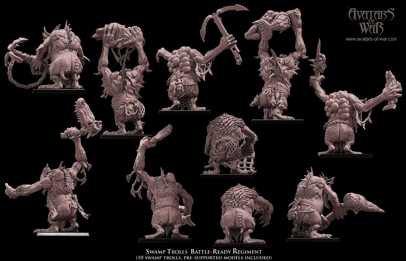 Swamp Trolls Battle-Ready Warhammer Fantasy Avatars of War