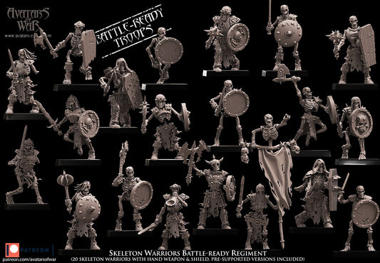 Battle-Ready Skeletons with hand weapon and shield Warhammer Fantasy Avatars of War